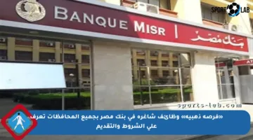 «فرصة ذهبية» وظائف شاغرة في بنك مصر بجميع المحافظات تعرف على الشروط والتقديم